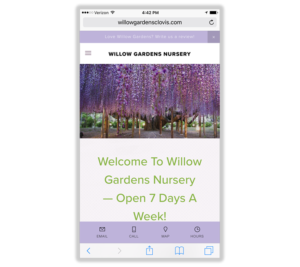 Mobile Web Design: Willow Gardens Nursery